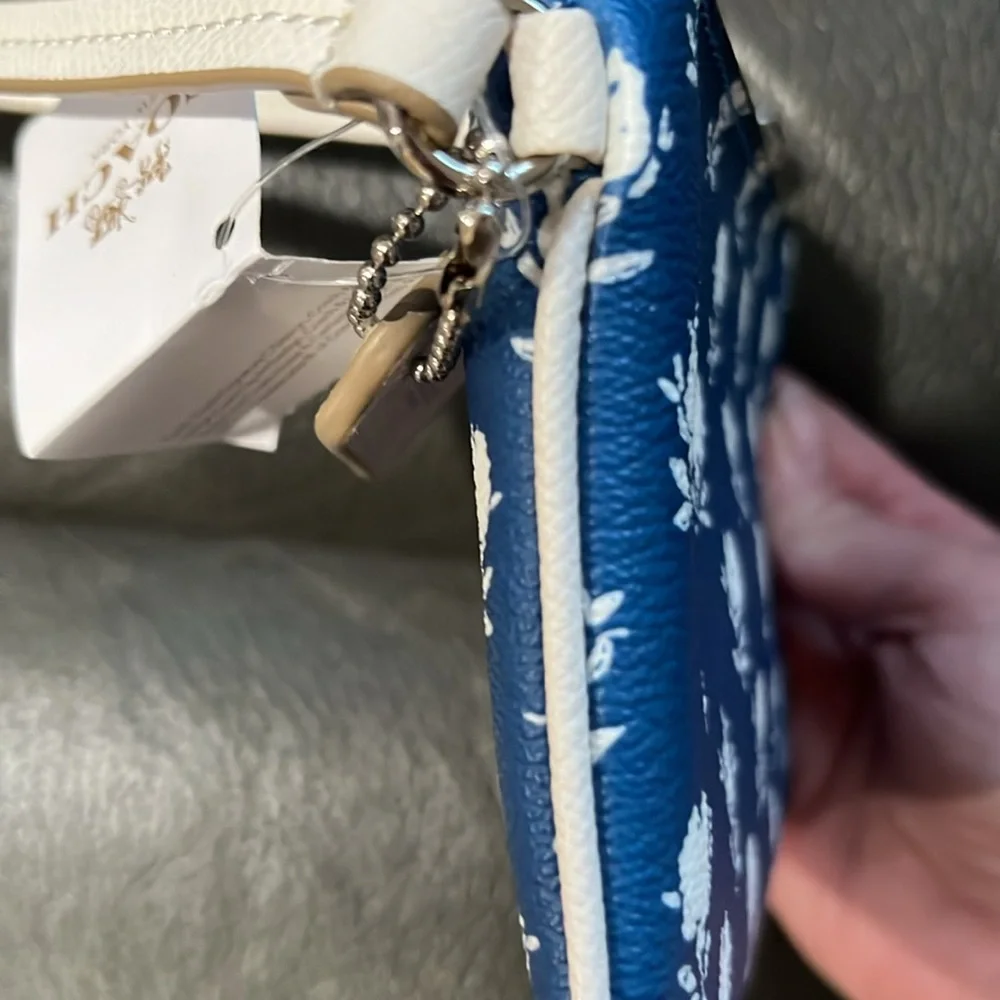Coach blue floral small wristlet